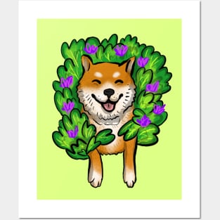 Shiba Inu Gets Stuck In Bush Posters and Art